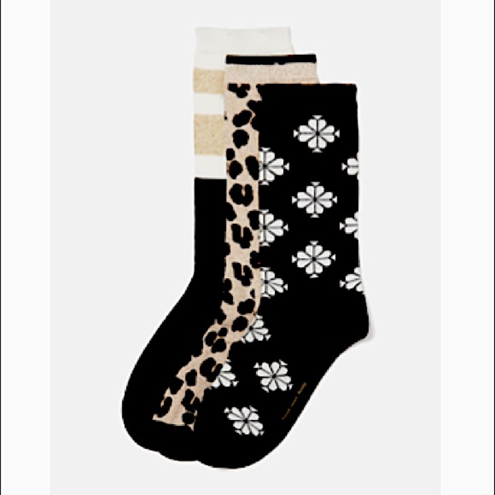 KATE SPADE Forest Feline 3-Pack Sock Set NWT OS